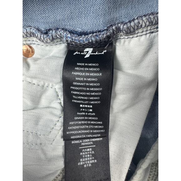 7 For All Mankind Dojo Jeans Size 29 Cropped Flare Mid Rise Raw Hem Light‎ Was - Picture 8 of 14
